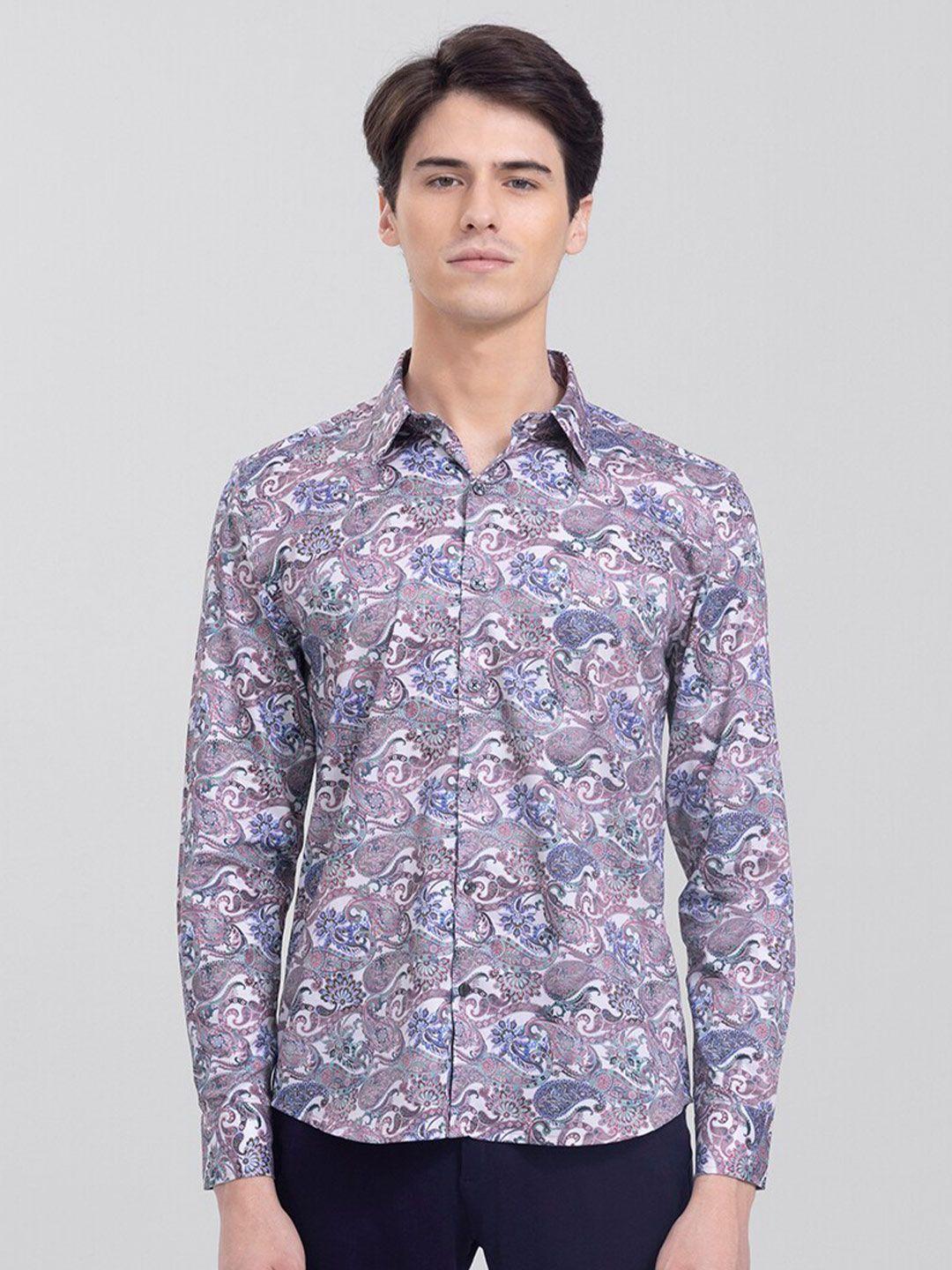 snitch men slim fit printed casual cotton shirt