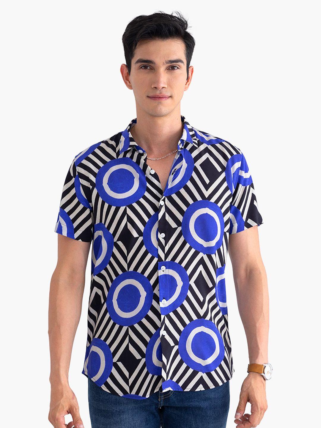 snitch men slim fit printed graphic casual shirt