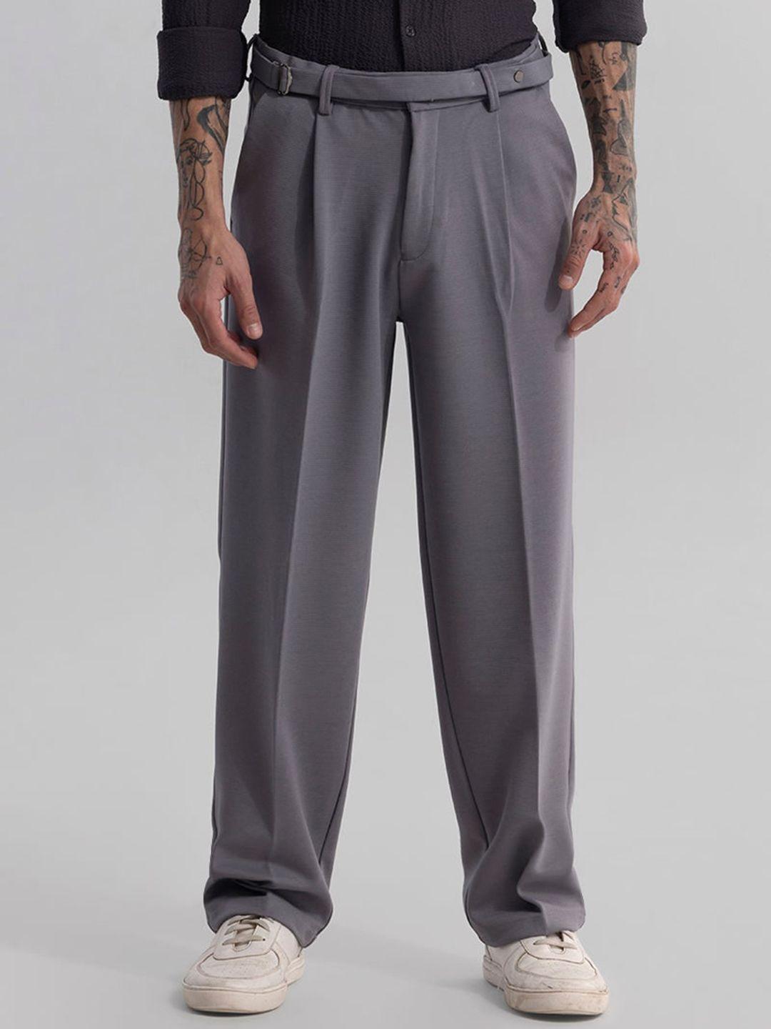 snitch men smart loose fit pleated trousers