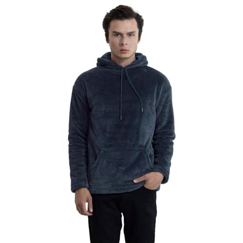 snitch navy regular-fit solid cotton hoodie