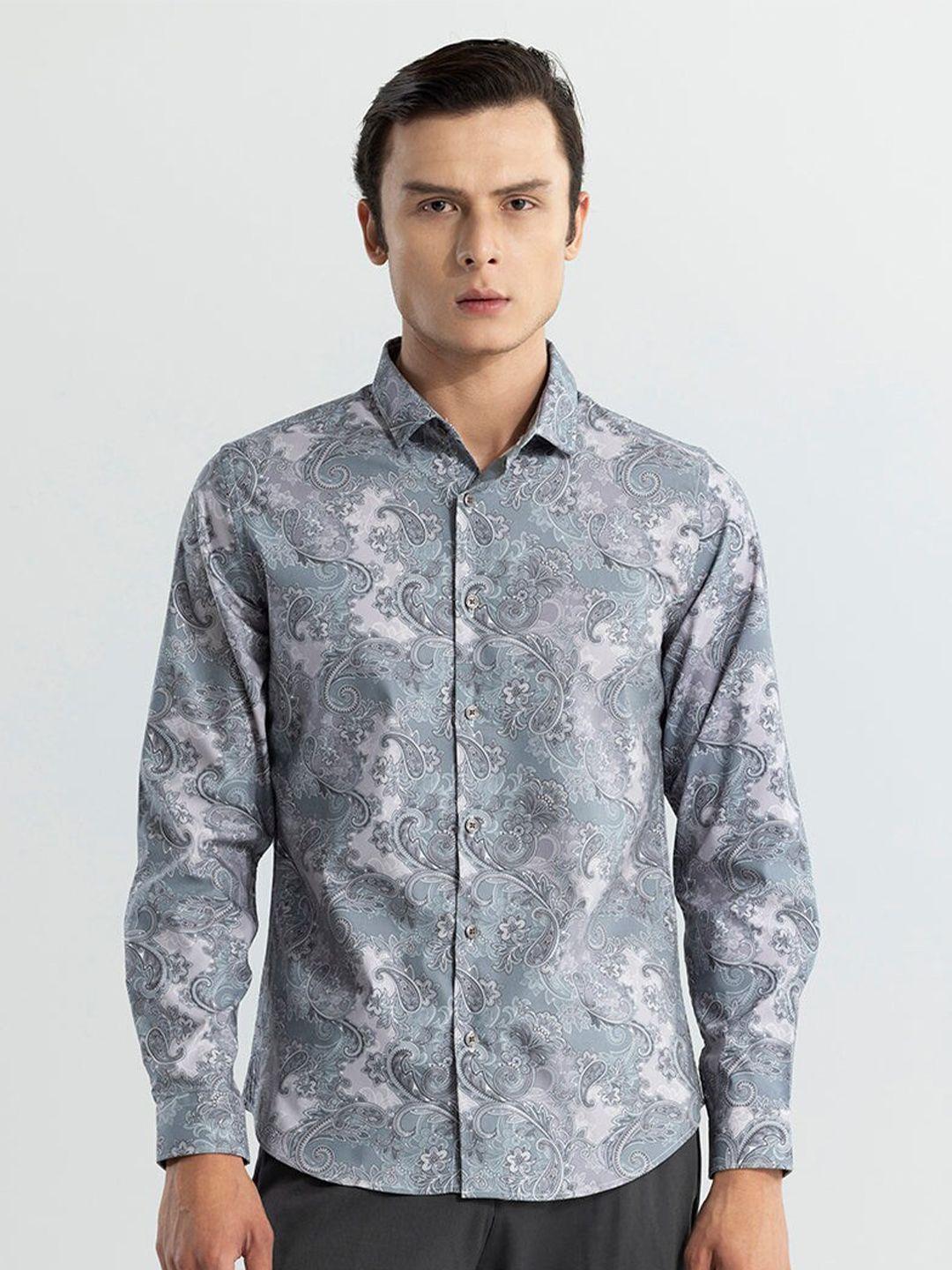 snitch paisley printed classic slim fit casual shirt