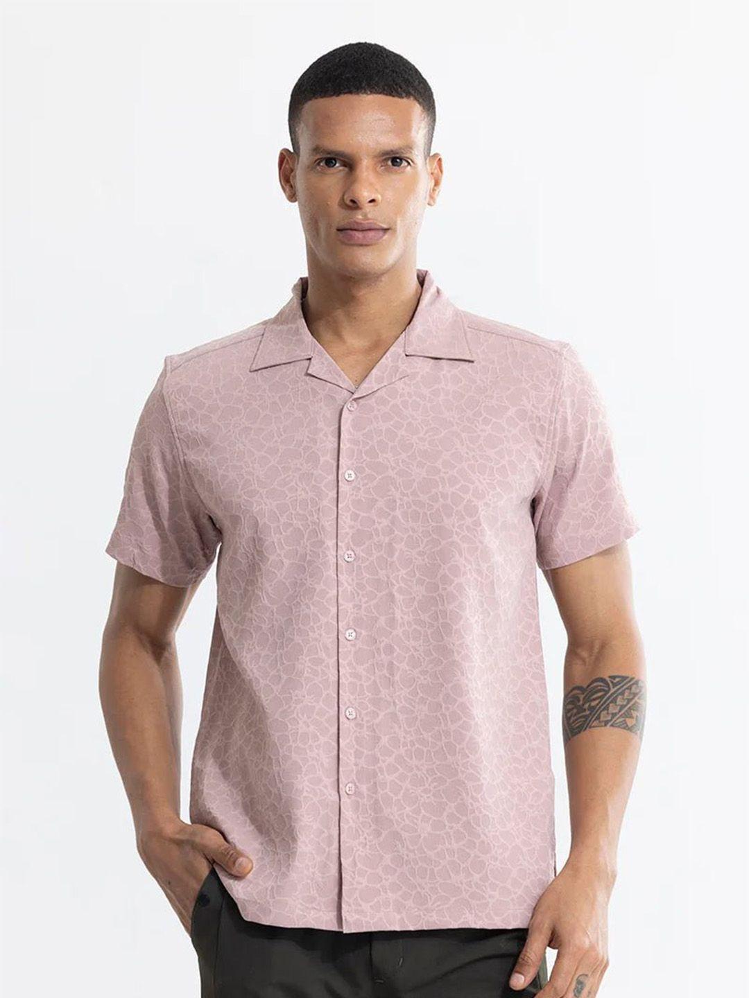 snitch pink classic abstract printed casual shirt