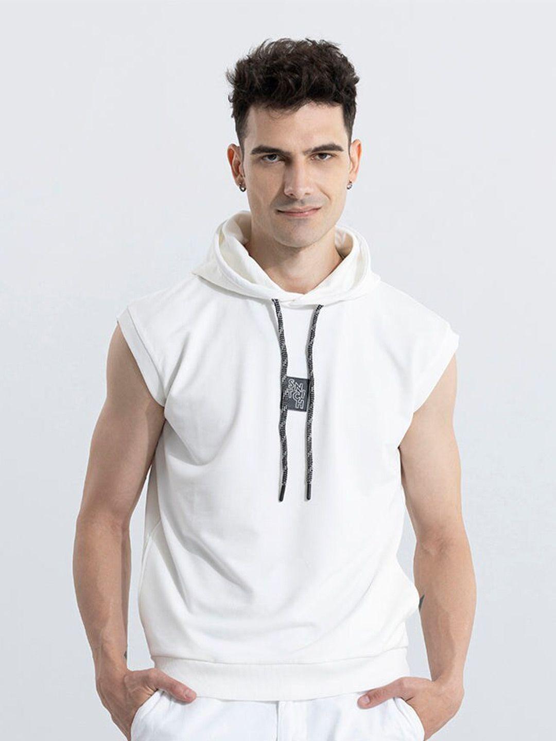 snitch white hooded sleeveless pullover