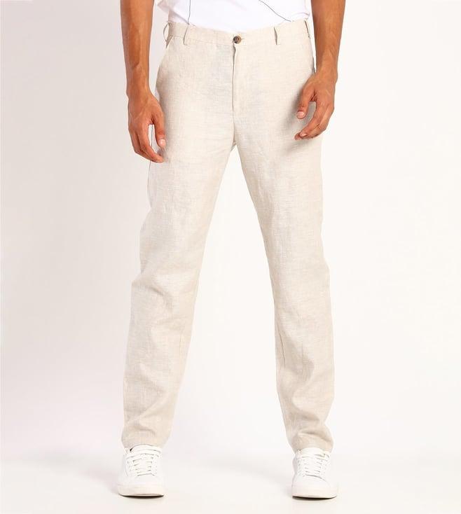 snob ivory linen tess trousers