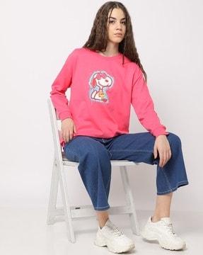 snoopy dog print relaxed fit sweatshirt