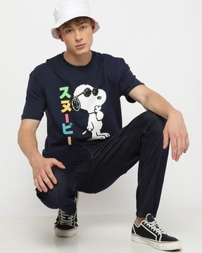 snoopy print crew-neck t-shirt