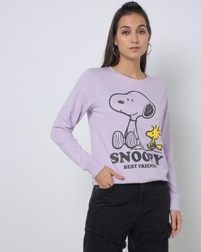 snoopy print round-neck sweatshirt