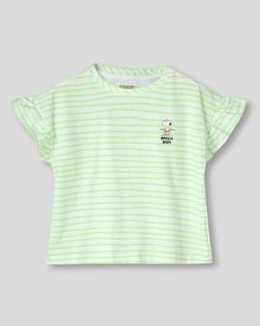 snoopy printed striped t-shirt