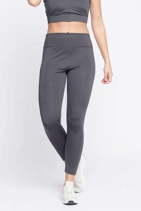 snug fit active high-rise ankle-length tights in dark grey - grey