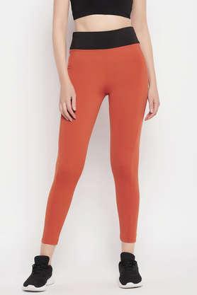 snug fit high-rise active tights in rust brown - brown