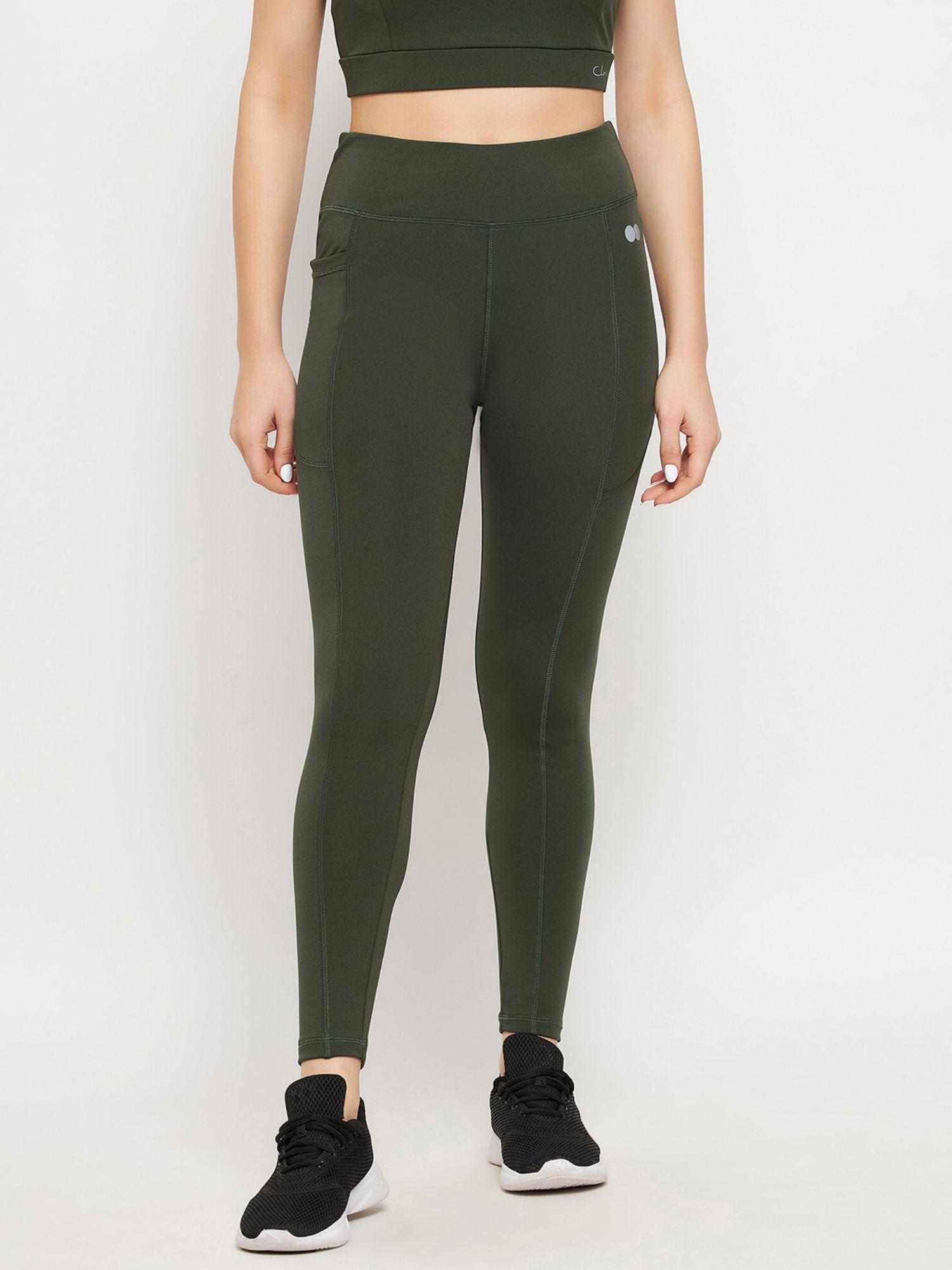 snug fit high-rise active tights in seaweed green