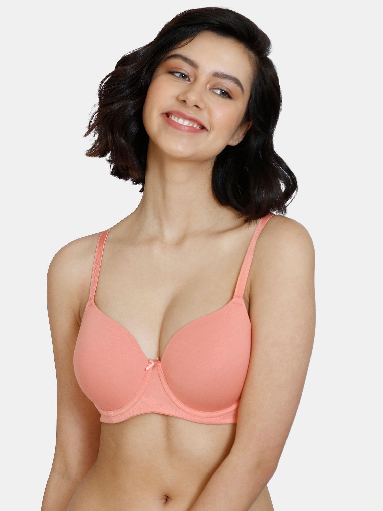 snuggle up padded wired 3/4th coverage t-shirt bra - terra cotta