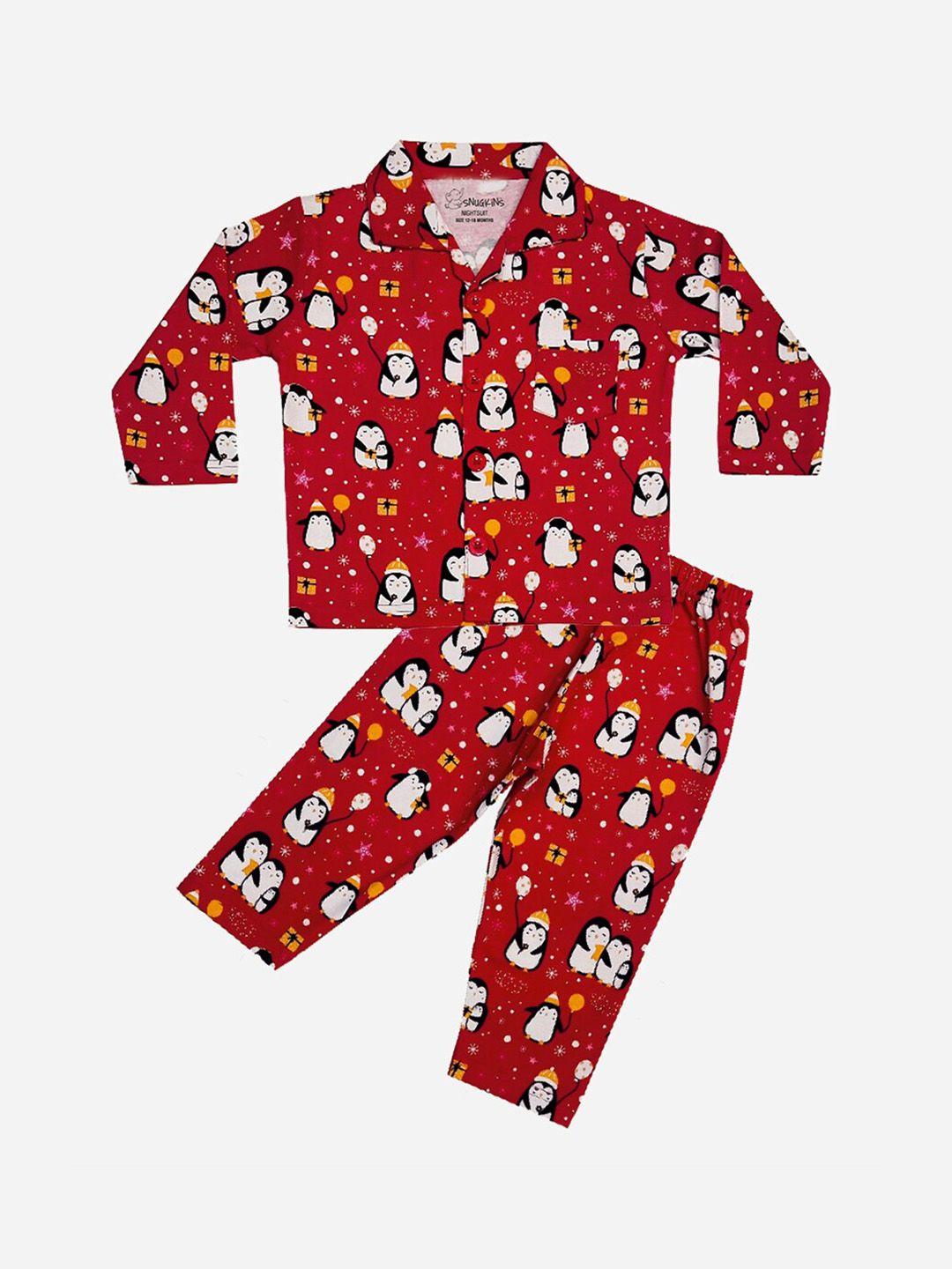 snugkins kids graphic printed pure cotton shirt with pyjamas