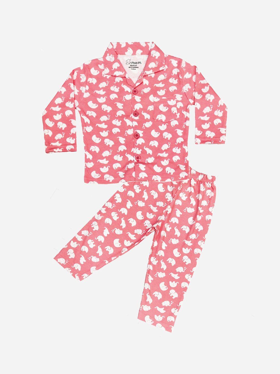 snugkins kids graphic printed pure cotton shirt with pyjamas