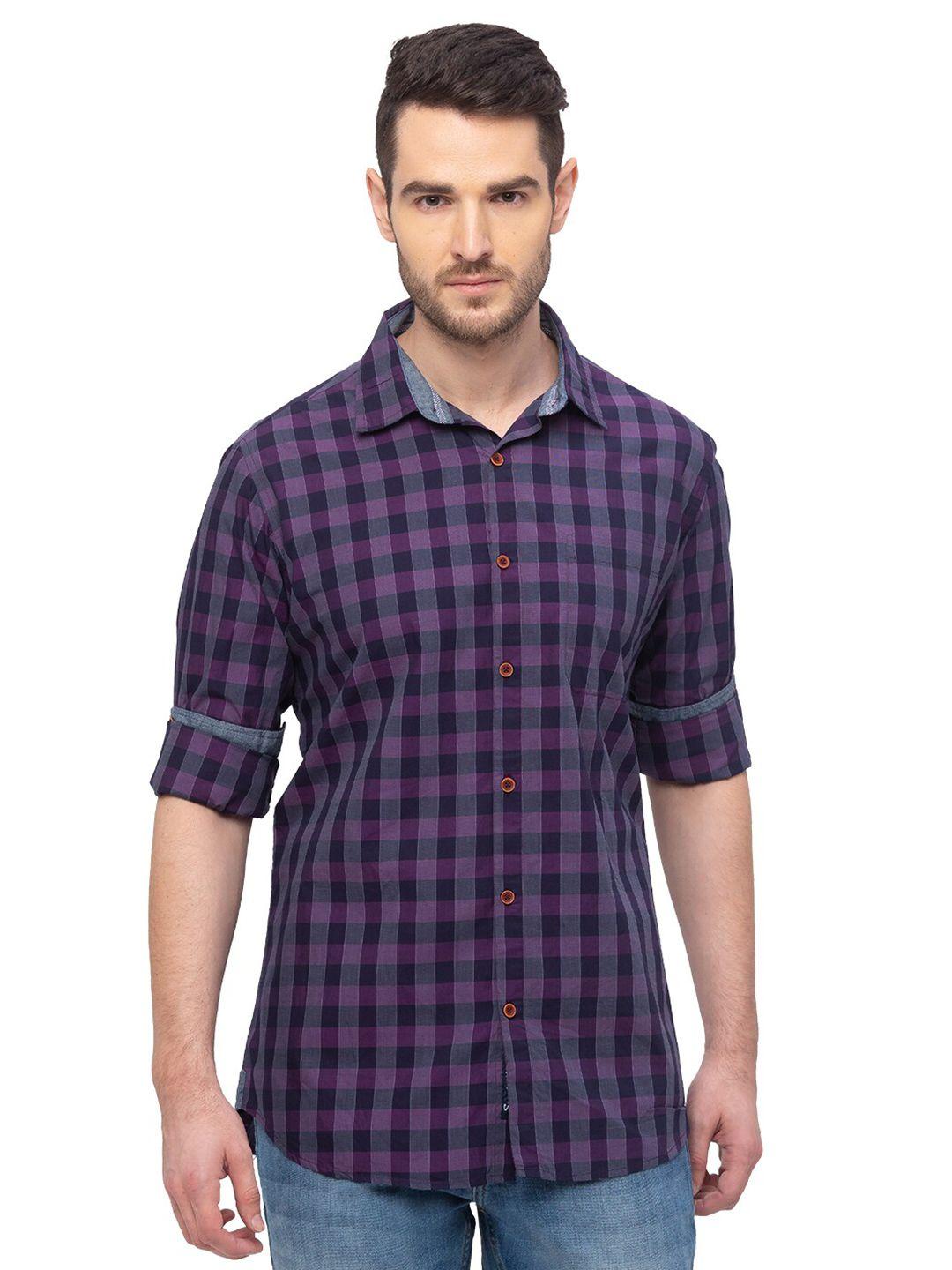 snx classic tailored fit gingham checked pure cotton casual shirt