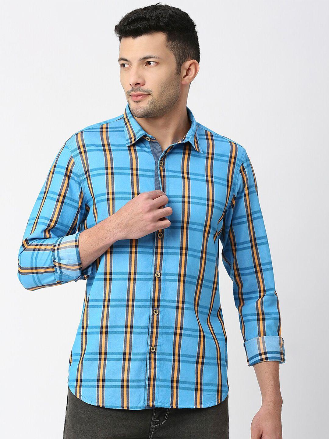 snx classic tailored fit tartan checks cotton casual shirt
