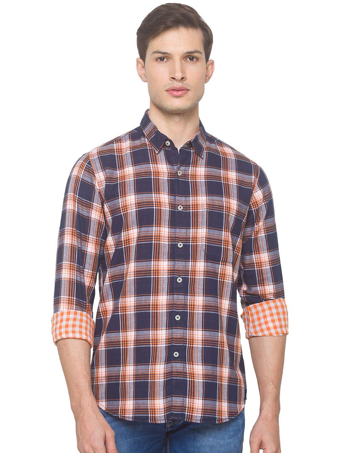 snx classic tailored fit tartan checks pure cotton casual shirt