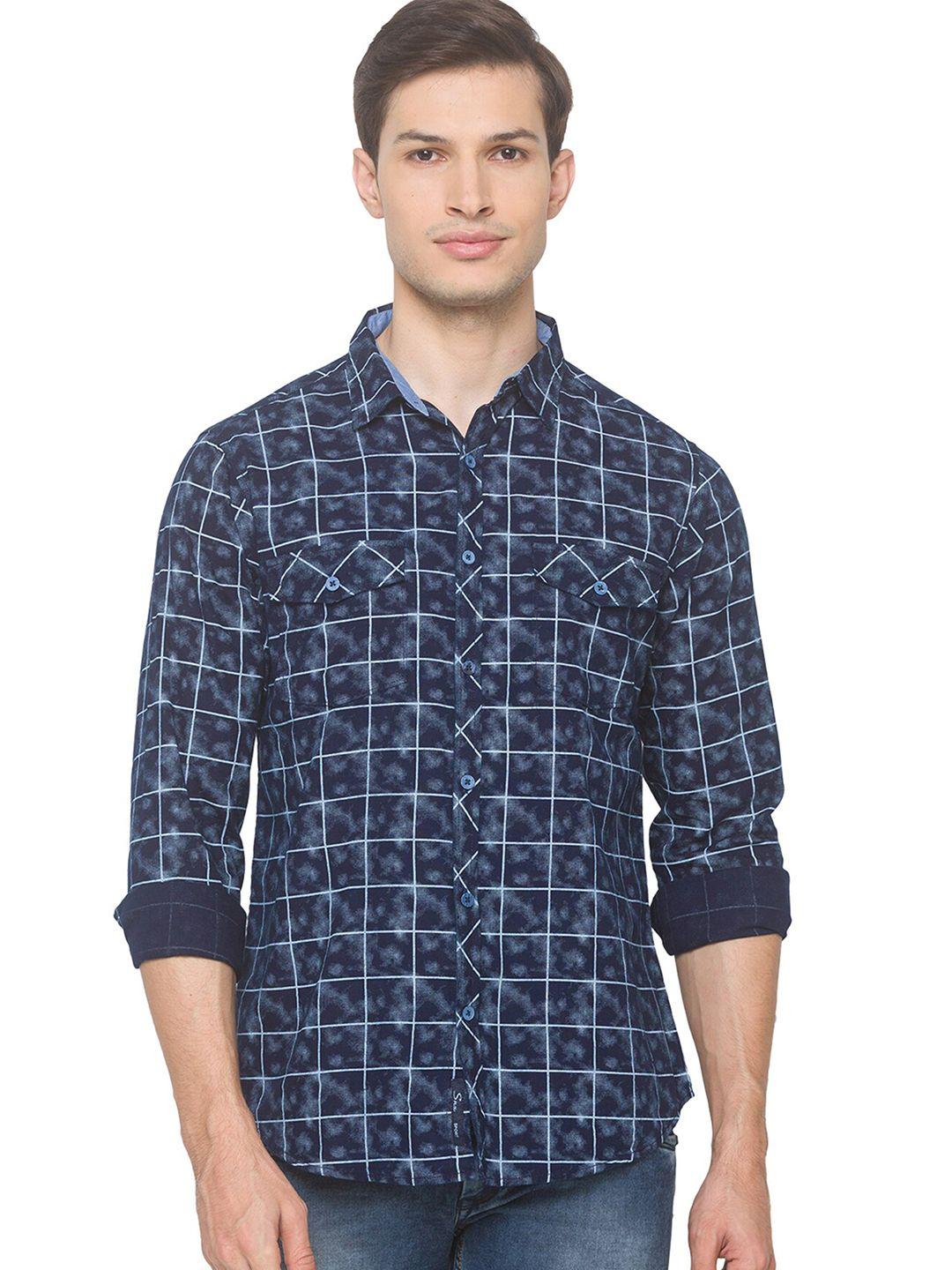snx men classic checked tailored fit pure cotton shirt