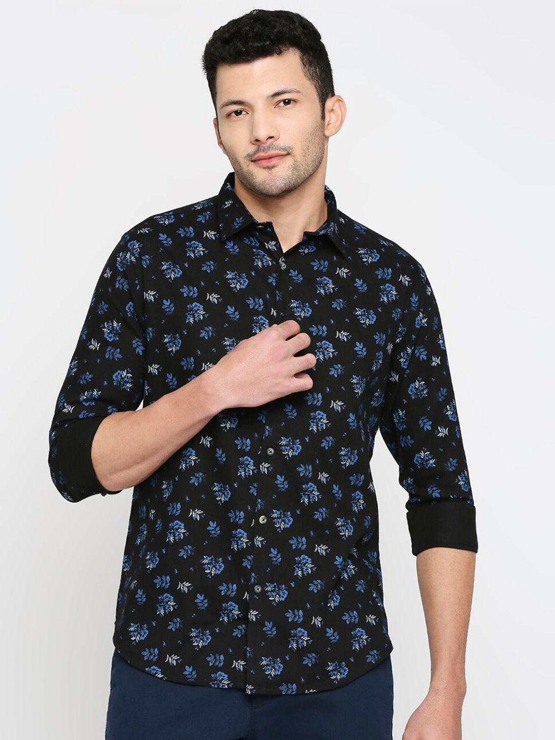 snx tailored fit floral printed pure cotton casual shirt