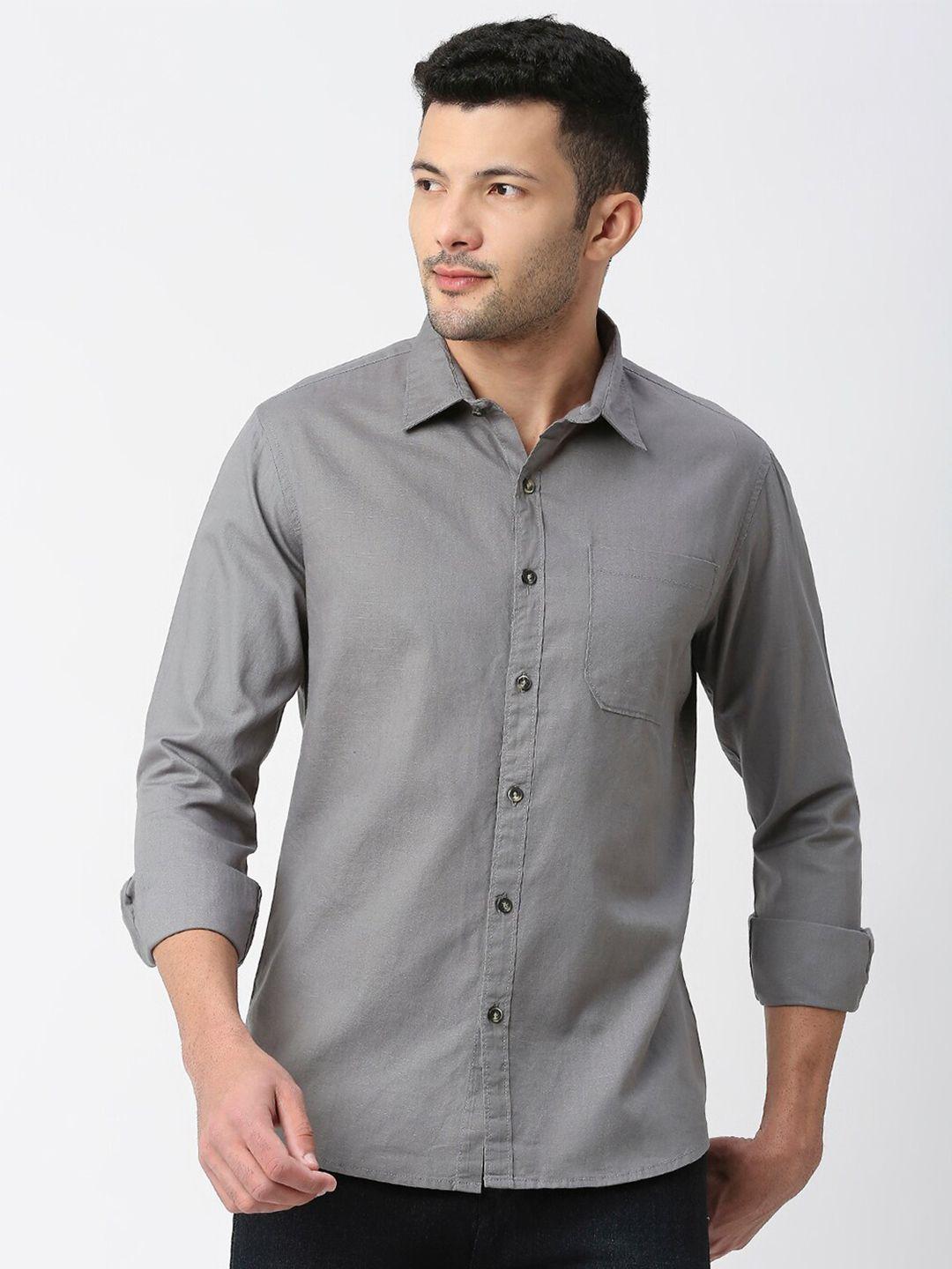 snx tailored fit spread collar pure cotton casual shirt