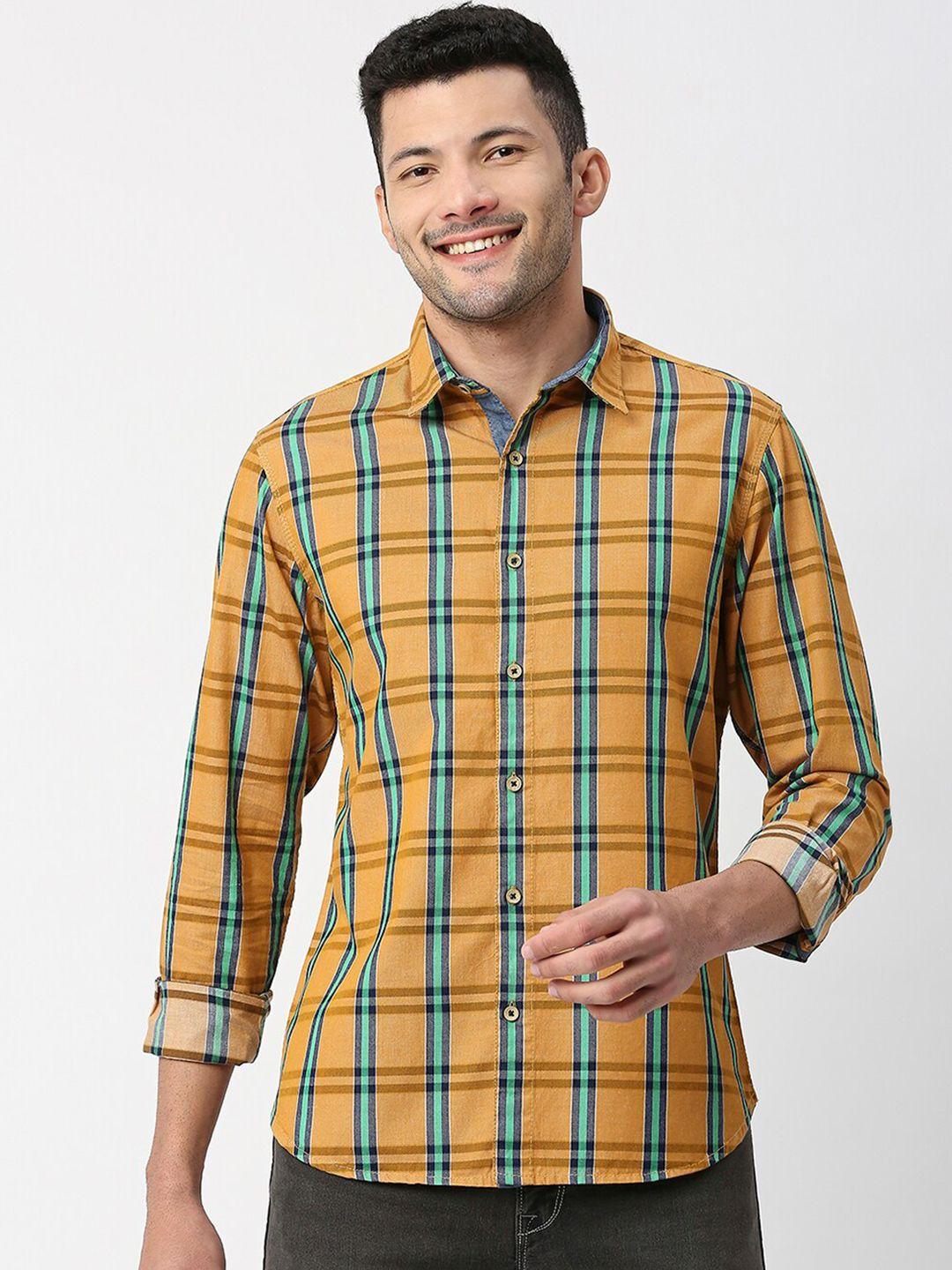 snx tartan checked classic tailored fit opaque cotton casual shirt