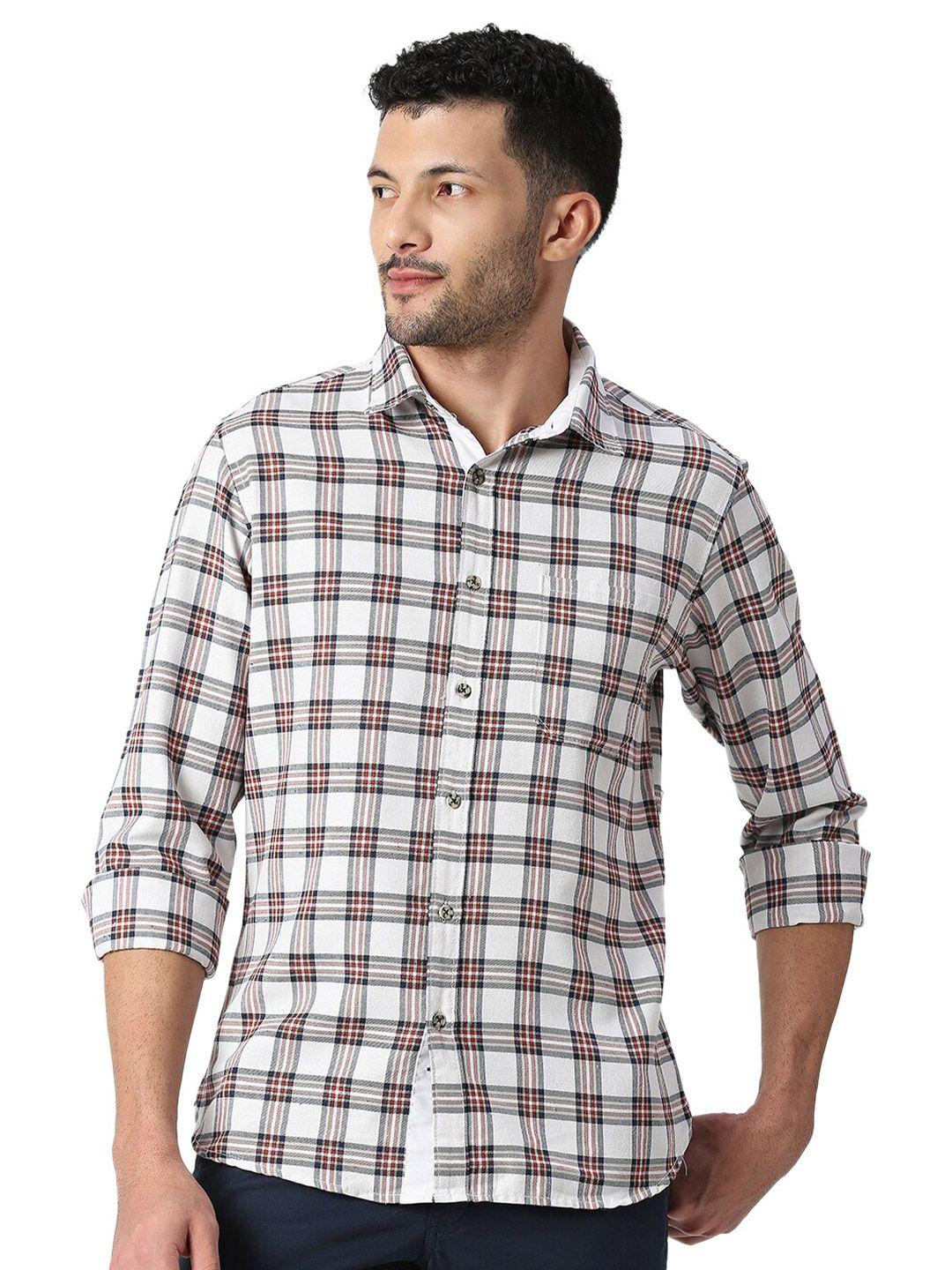 snx tartan checked classic tailored fit pure cotton casual shirt