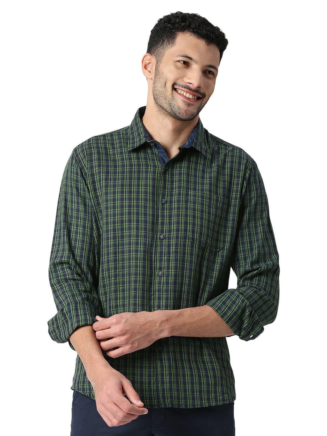 snx tartan checked tailored fit opaque cotton casual shirt