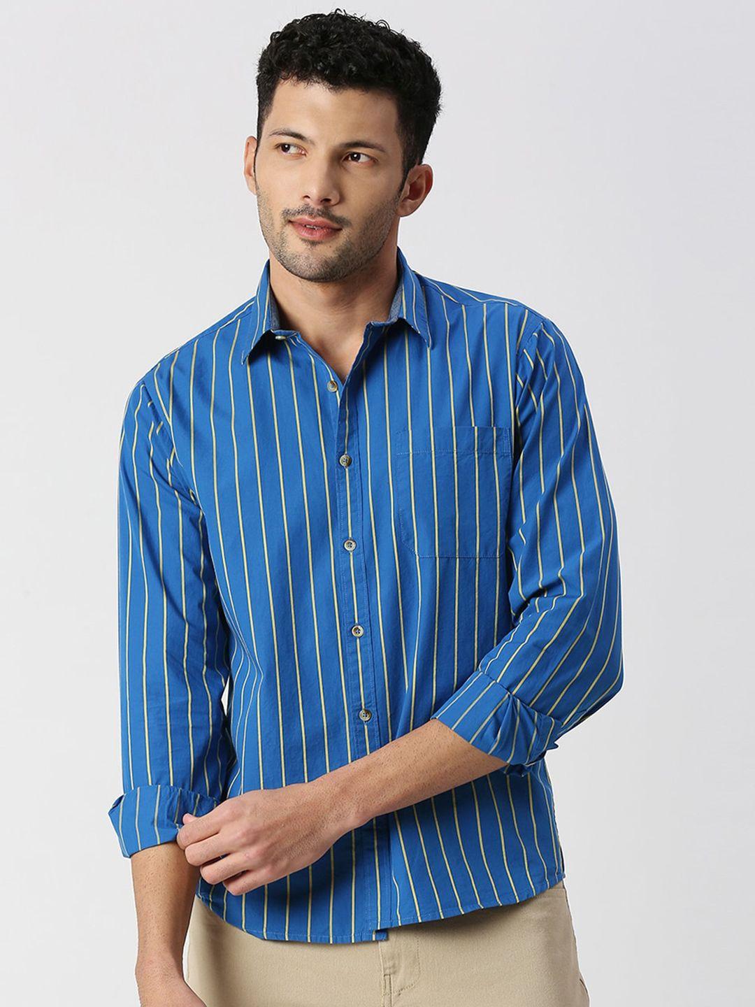 snx vertical striped classic tailored fit opaque cotton casual shirt