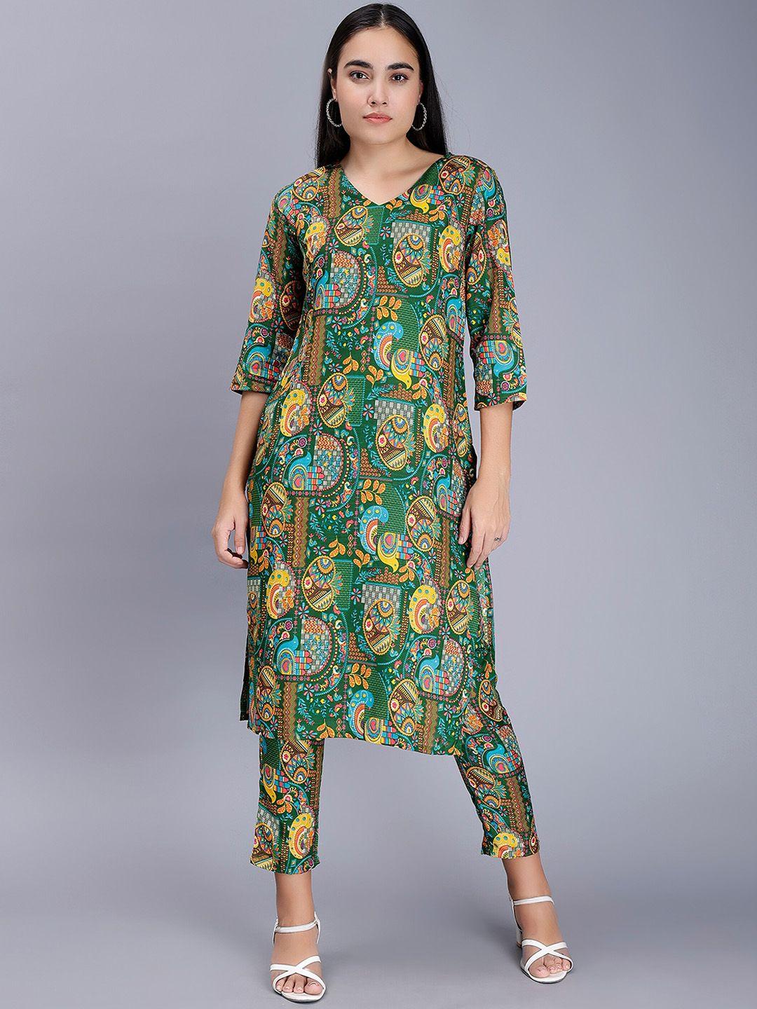 soan ethnic motifs printed kurta & trouser