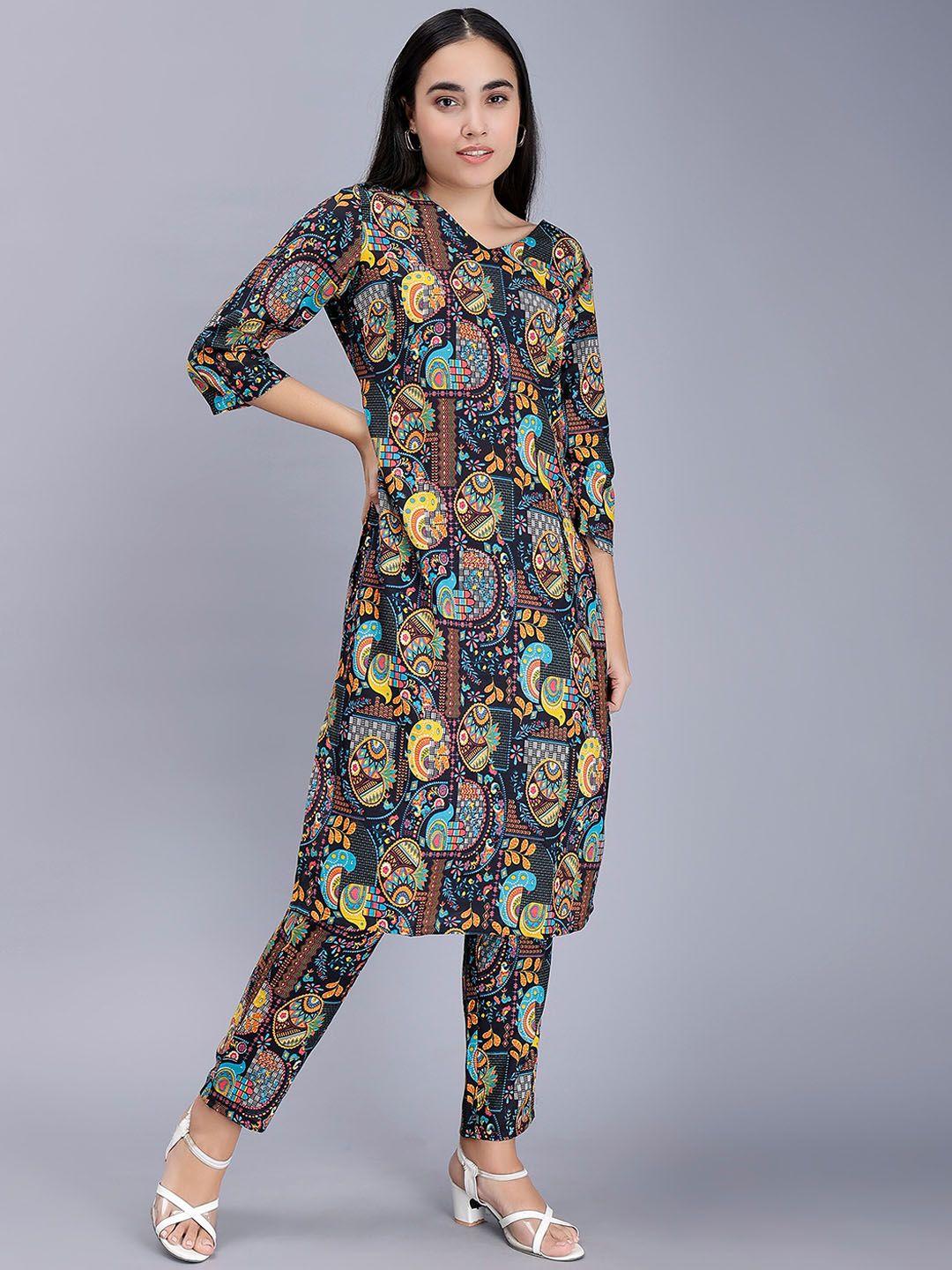 soan ethnic motifs printed kurta & trouser