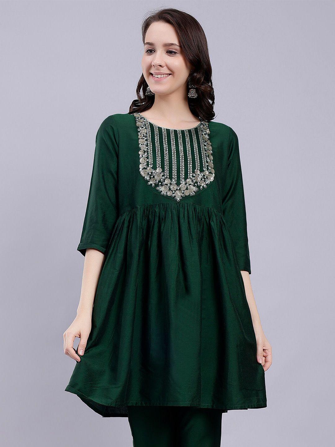 soan floral embroidered a-line kurti