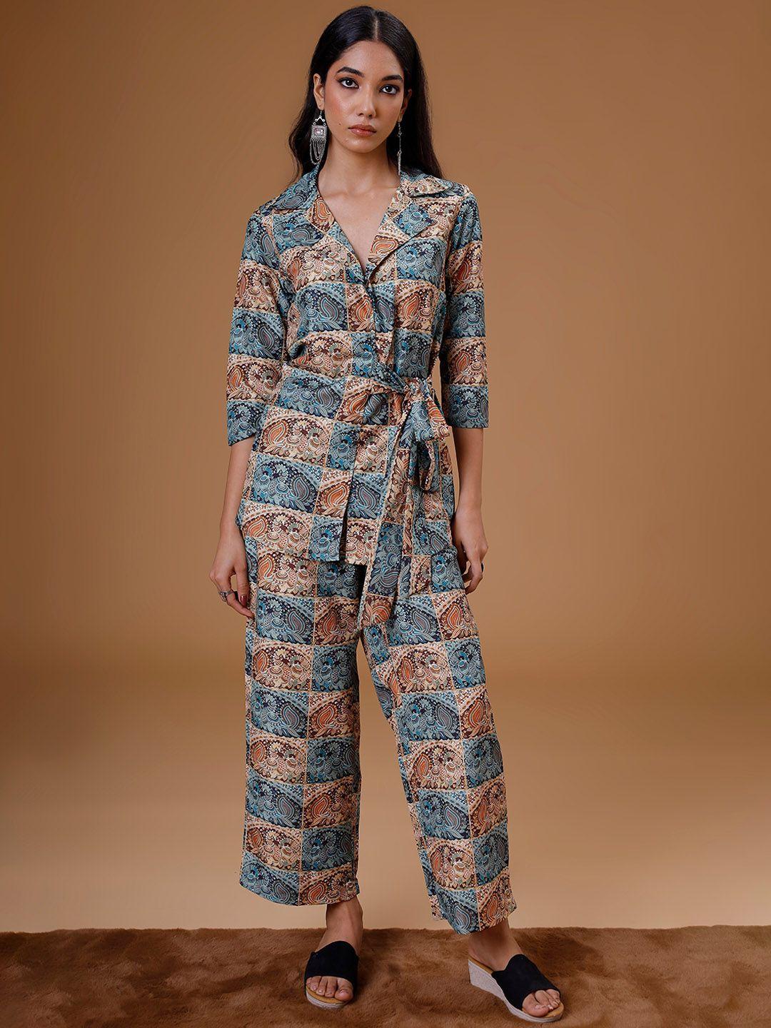 soan printed shirt & trouser co-ods set