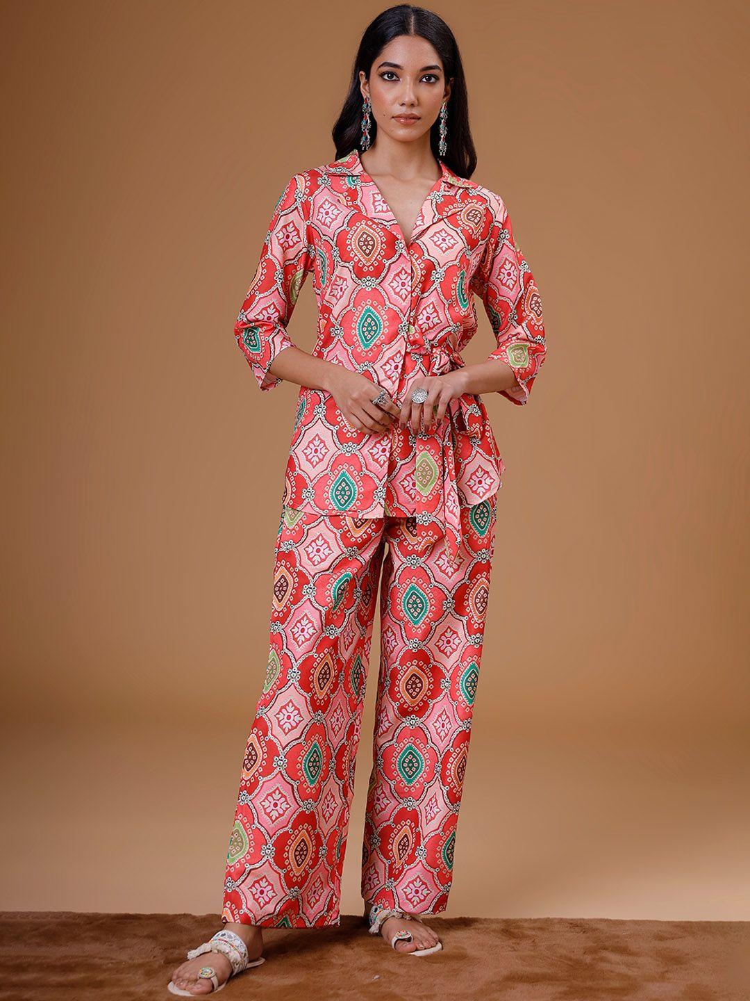 soan printed shirt & trouser co-ods set