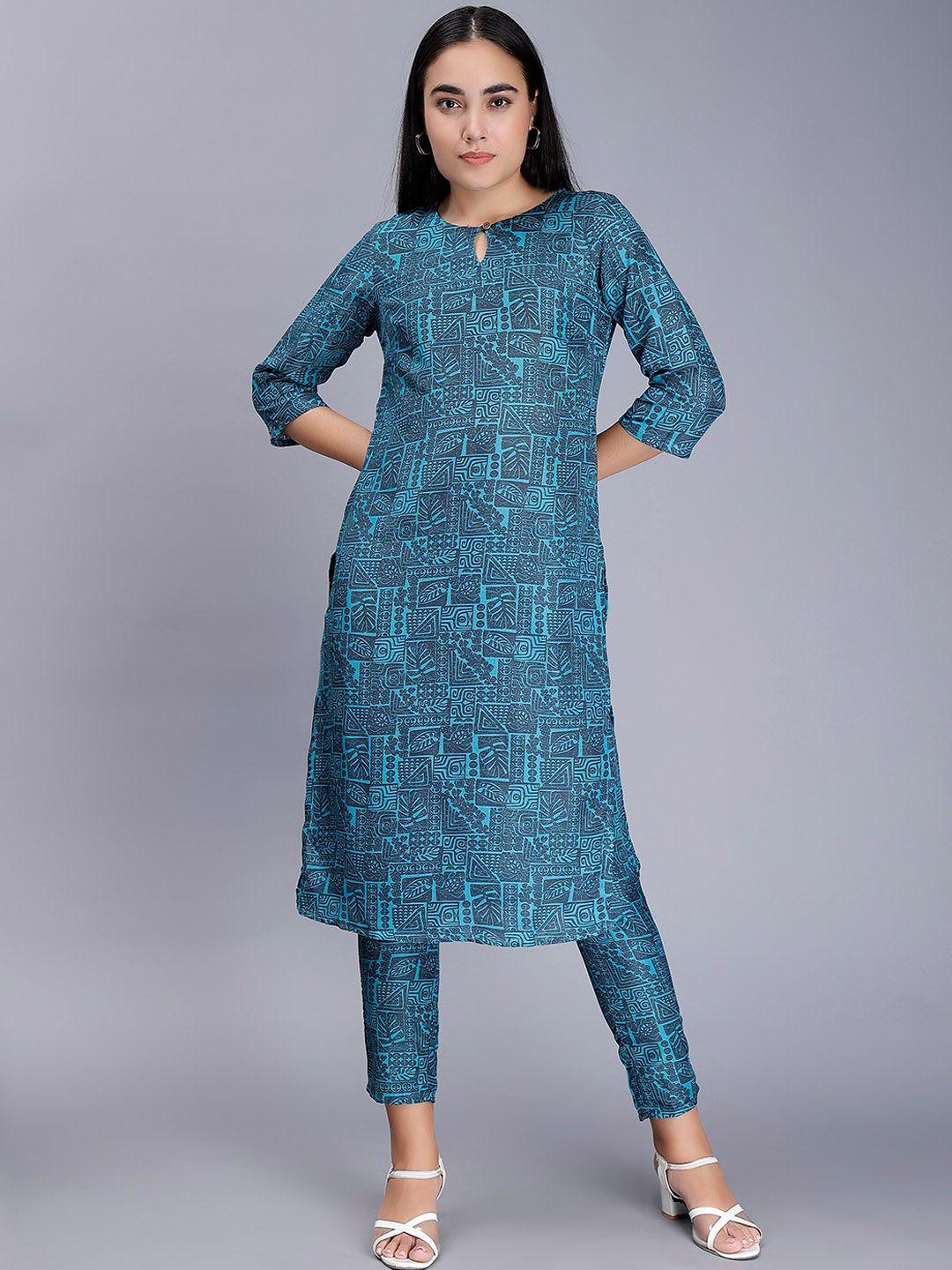 soan printed straight kurta with trousers