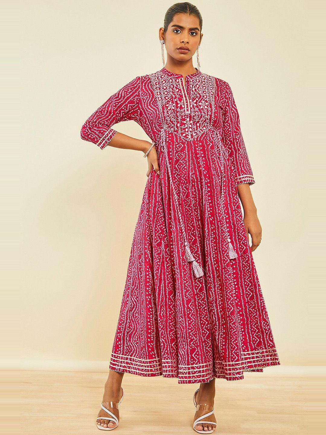 soch bandhani printed maxi ethnic dress