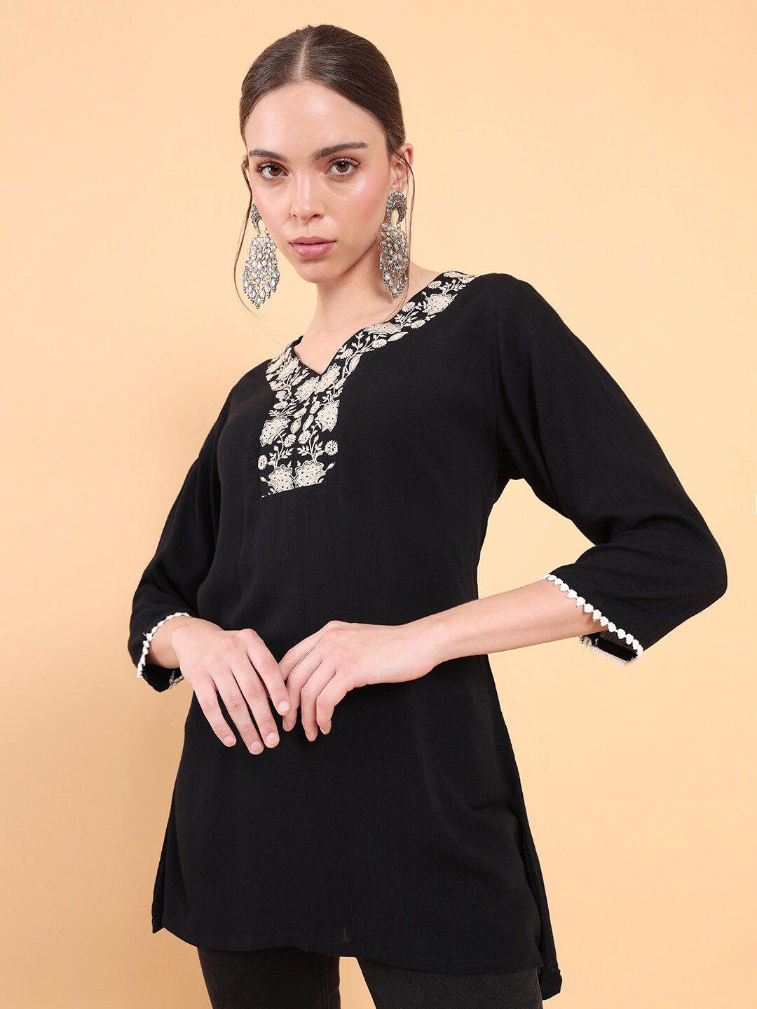 soch black & white modal embroidered tunic