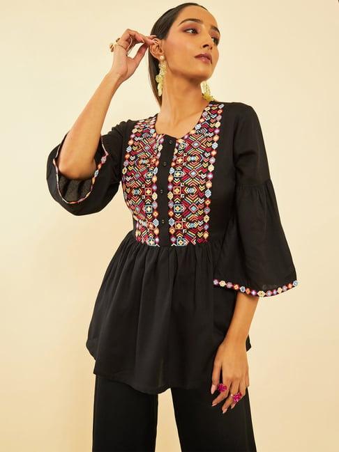 soch black embroidered tunic