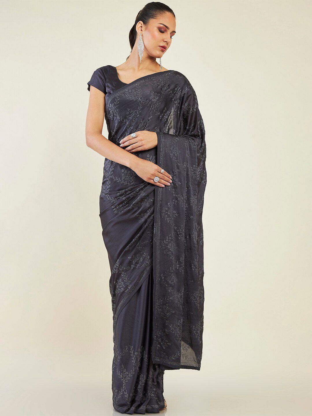 soch embellished beads and stones pure crepe saree