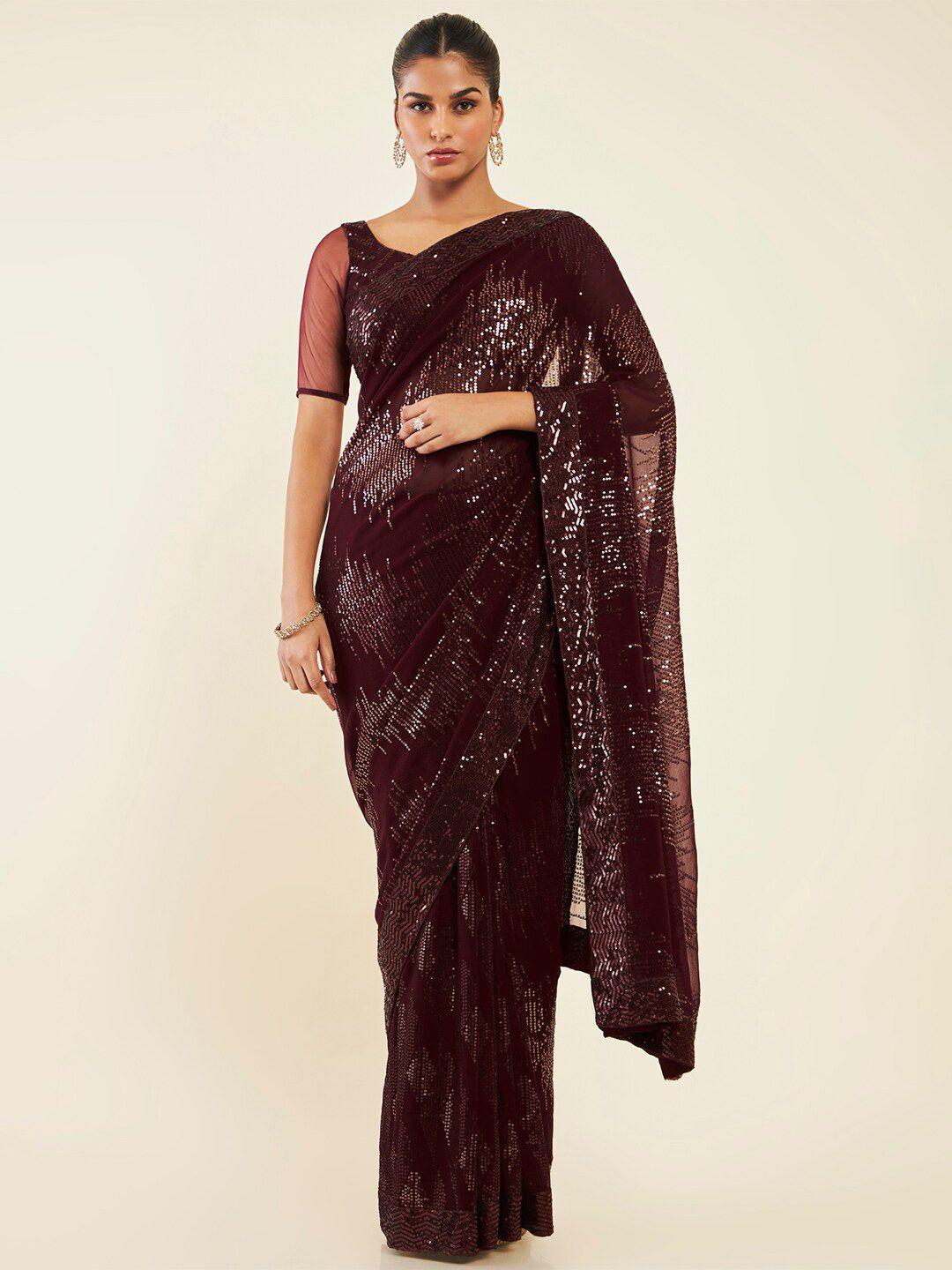soch embellished sequinned pure georgette saree
