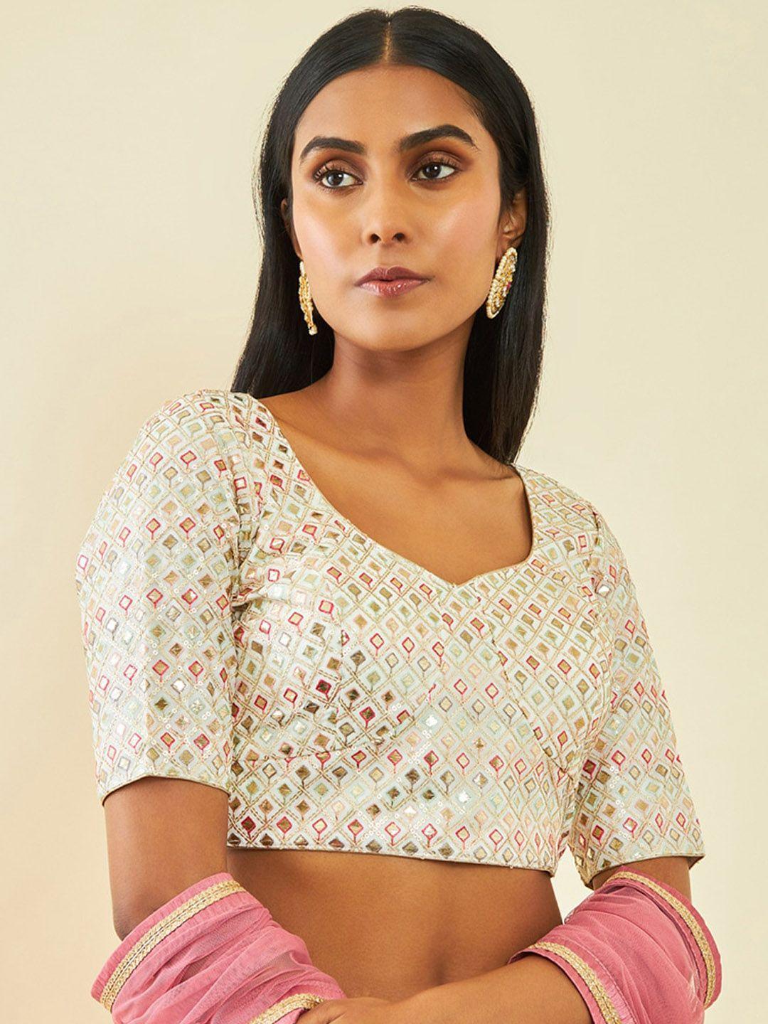 soch embellished sequinned saree blouse