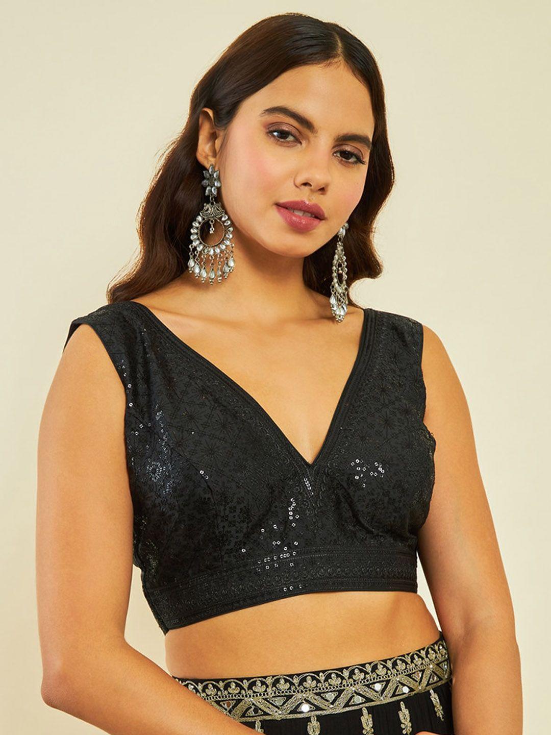 soch embellished sequinned saree blouse