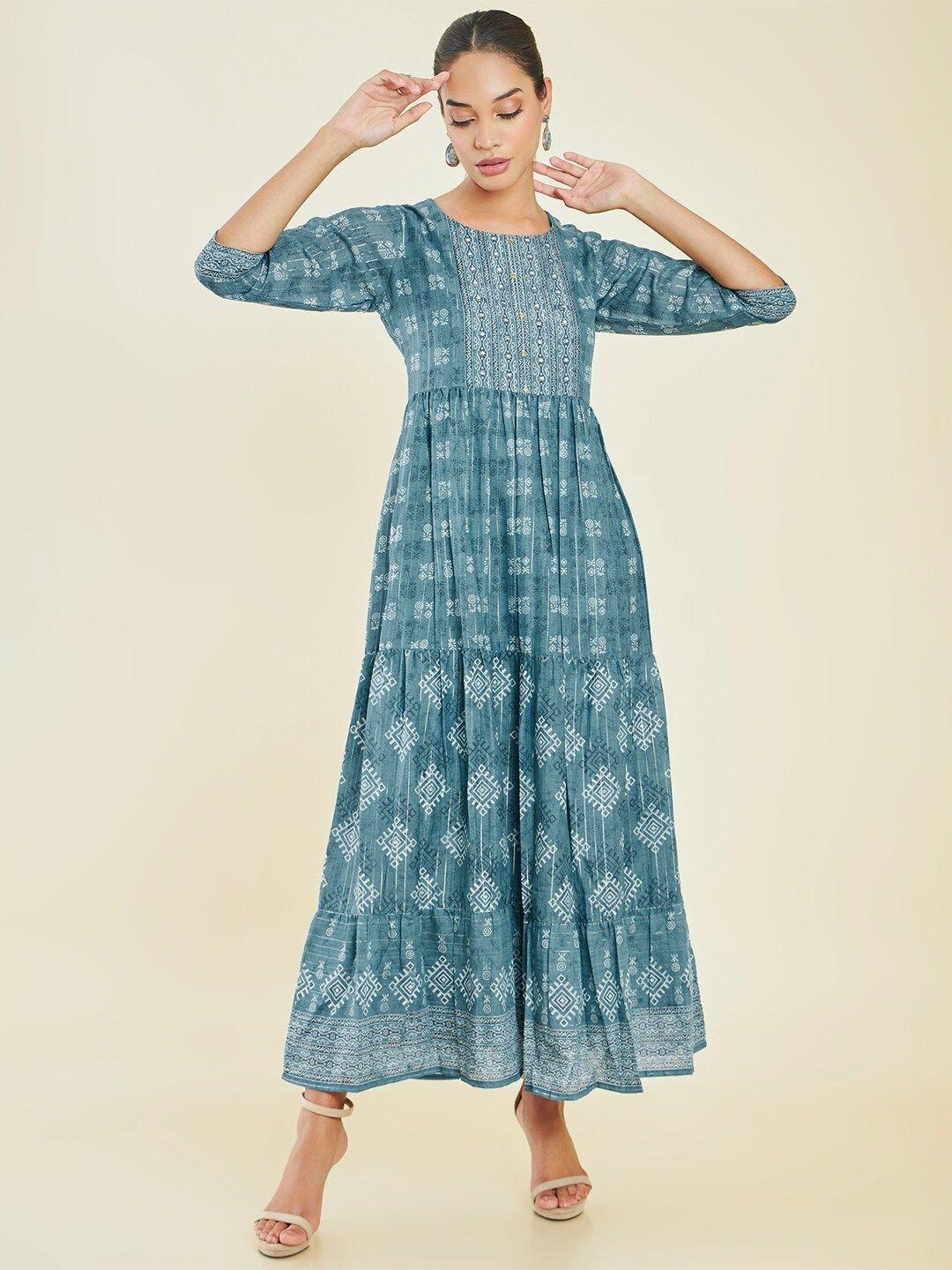 soch ethnic motifs print maxi dress