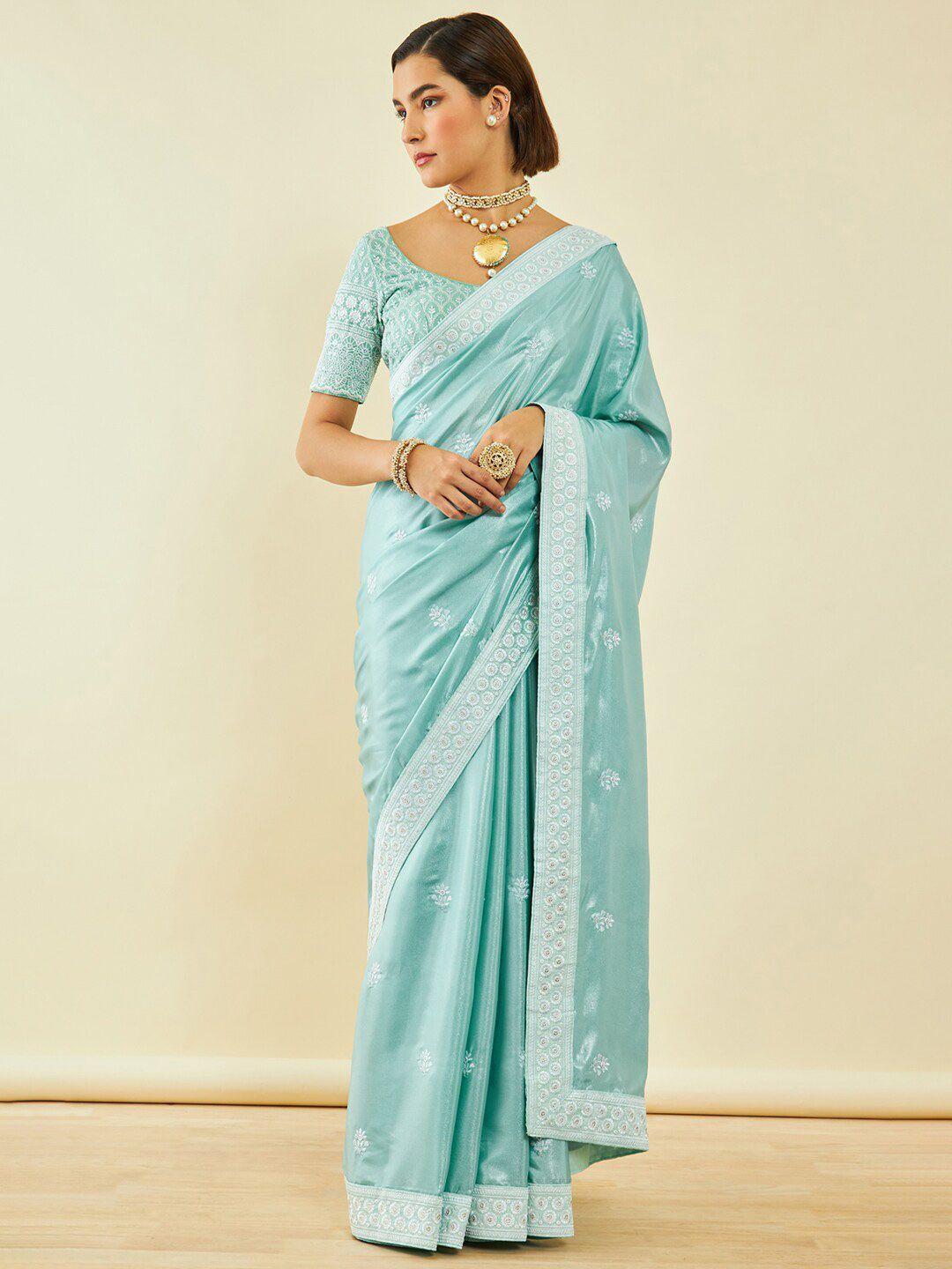 soch floral embroidered saree