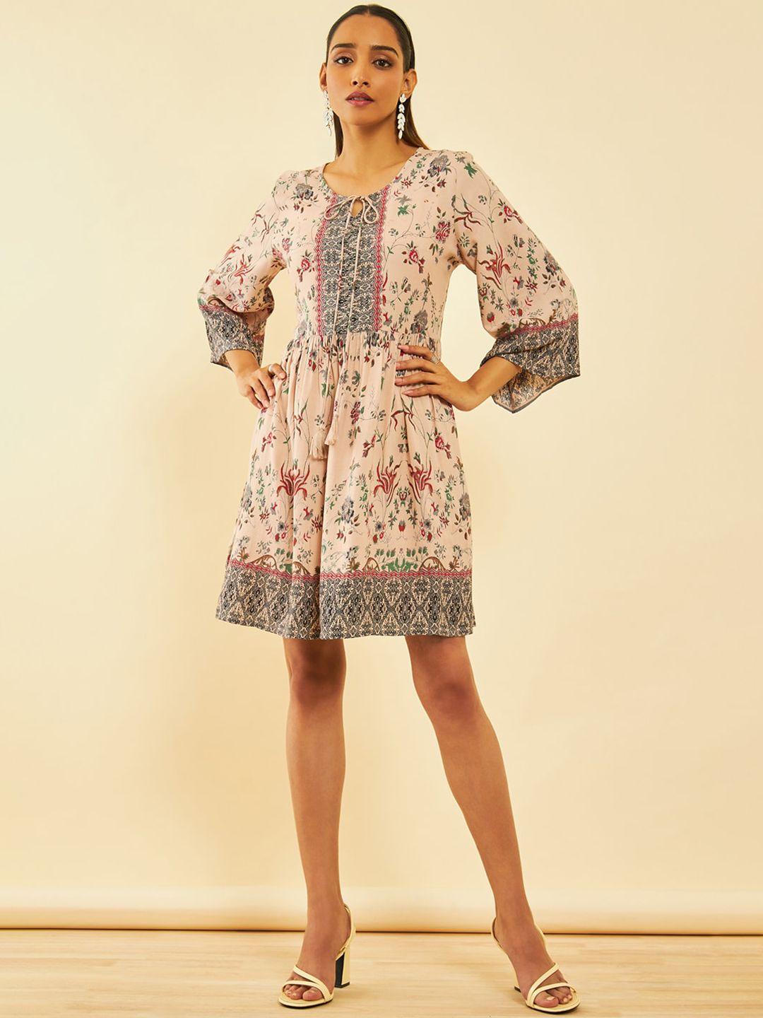 soch floral printed flared ethnic dresses