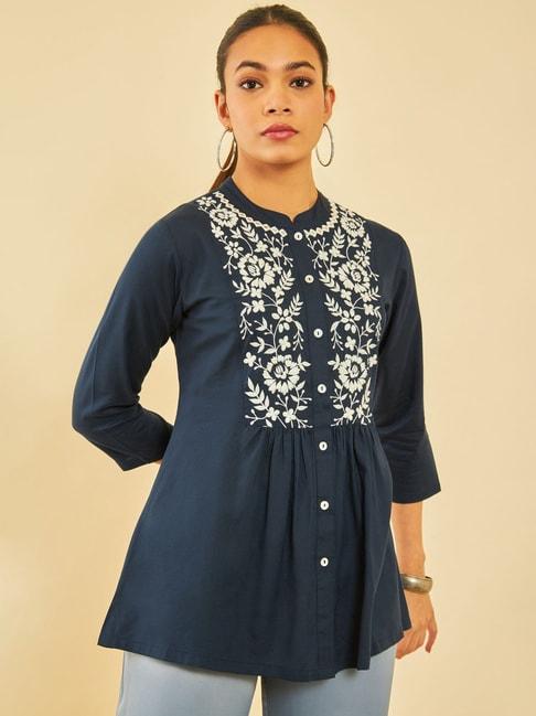 soch navy embroidered tunic