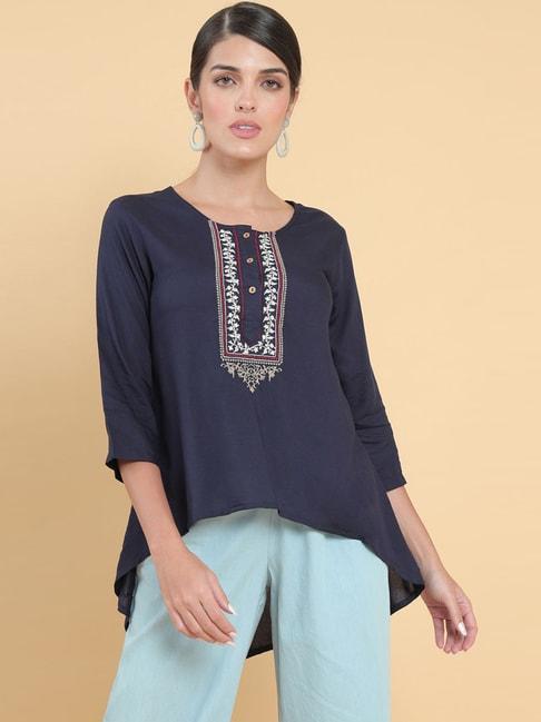 soch navy embroidered tunic