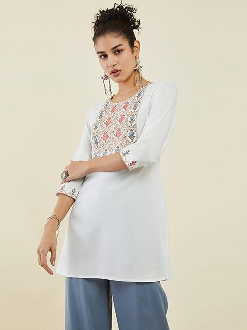 soch off-white embroidered tunic