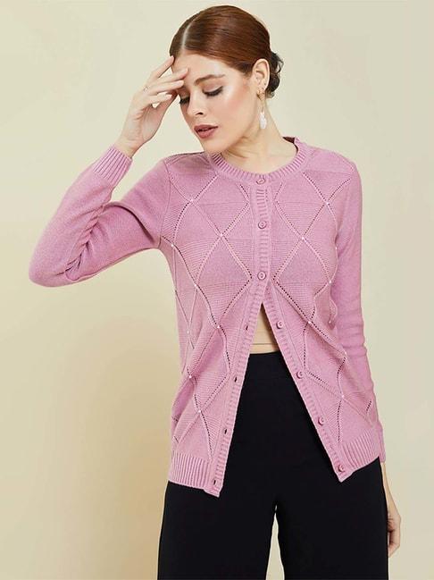 soch pink argyle pattern cardigan