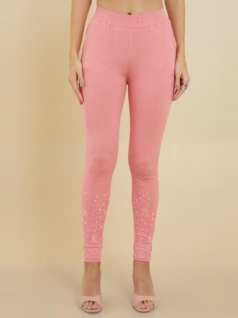 soch pink embroidered leggings