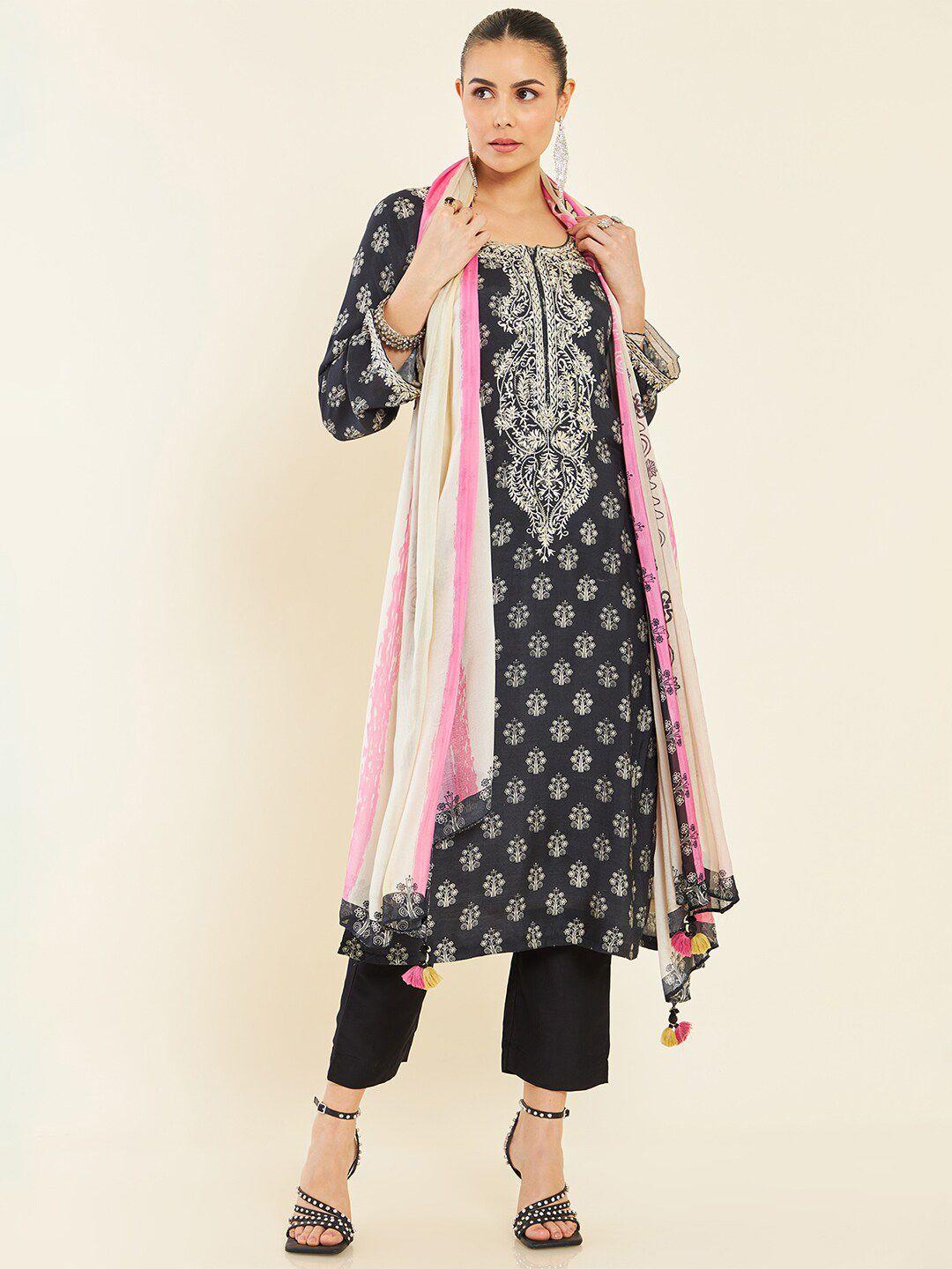 soch printed unstitched dress material